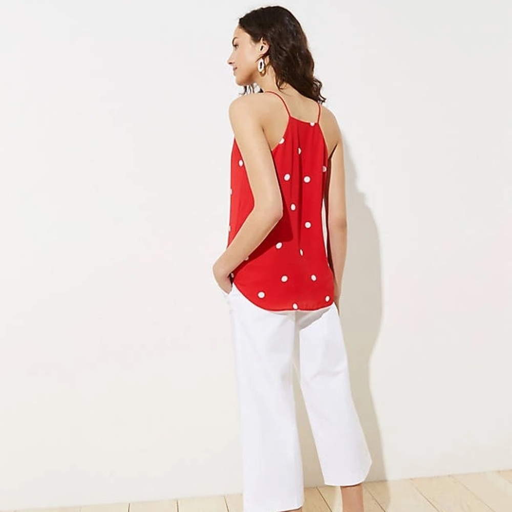 NWT Loft dotted strappy cammi. Color: orchard red - Picture 2 of 4